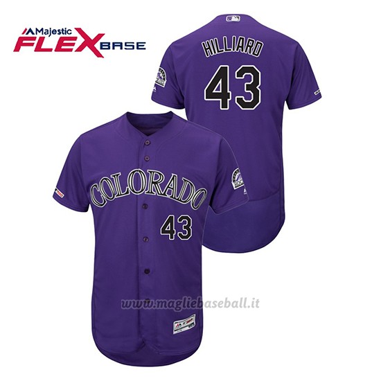 Maglia Baseball Uomo Colorado Rockies Sam Hilliard 150th Aniversario Patch Flex Base Viola